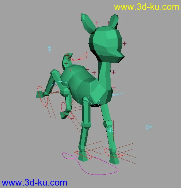 一简单卡通小鹿模型，骨骼绑好，可调动画。的图片1