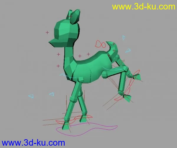 一简单卡通小鹿模型，骨骼绑好，可调动画。的图片2