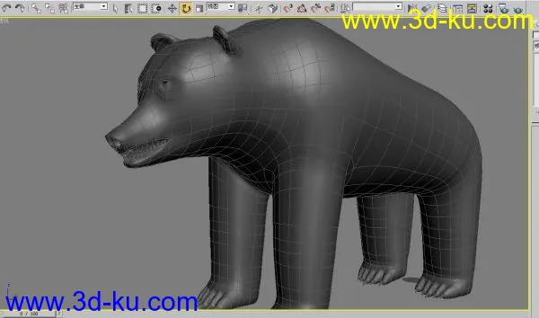做了个熊的模型，帮了下骨骼，忘记展UV了，老是出错，求高手帮画个贴图的图片1