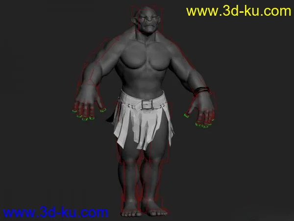 Fully lit, Rigged & Textured Troll 包含骨骼绑定和贴图模型的图片1