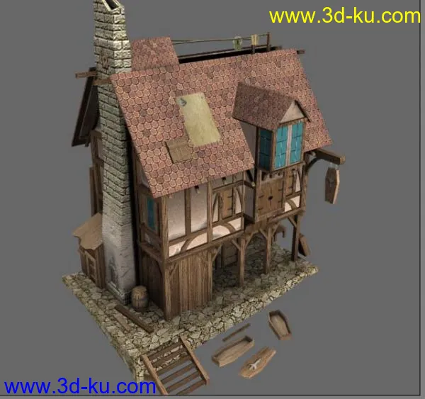 制作精良的欧式房屋模型-tga贴图X2的图片1