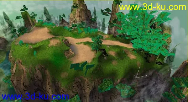 游戏低模古代场景的两个模型，有山有水有云（水带动画，云带动画）的图片3