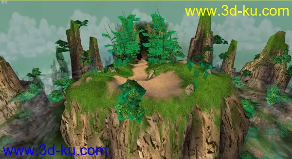 游戏低模古代场景的两个模型，有山有水有云（水带动画，云带动画）的图片4