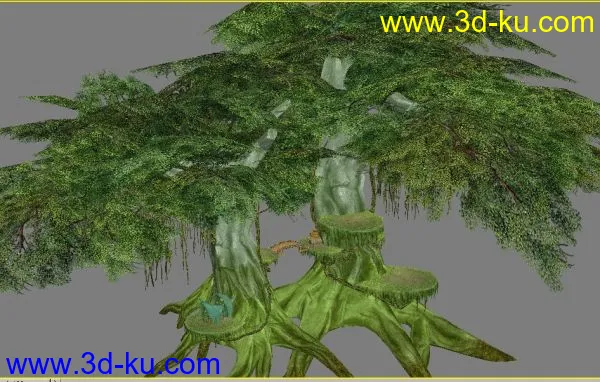 游戏低模完美世界积羽城模型，大树，有树屋的图片2