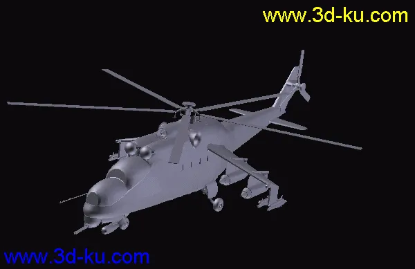 俄罗斯米—24“雌鹿”武装直升机，3ds格式，无贴图模型的图片1