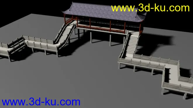 河道上的亭桥模型的图片1