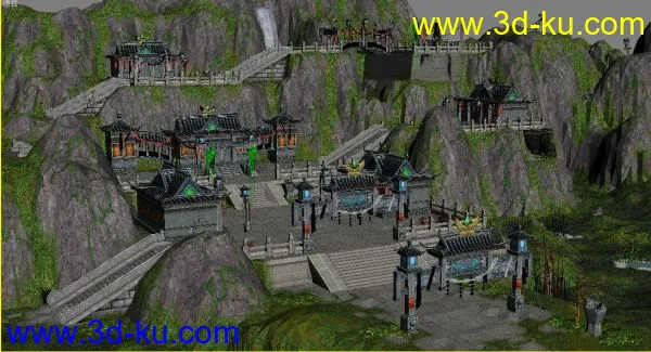 游戏低模天龙八部的一个门派场景模型，山，祭台，矿场，比较有特色的场景的图片3