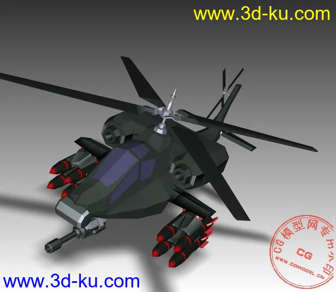 阿帕奇战斗机 带骨骼动画（螺旋桨转动）d3d .x格式模型的图片1