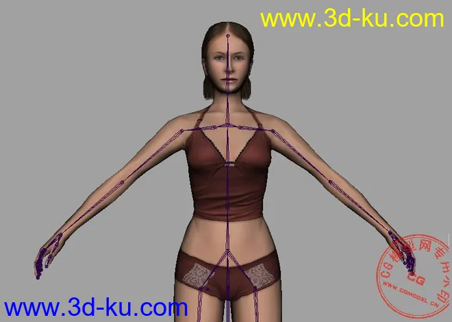 内衣女人，贴图全，带骨骼模型的图片1