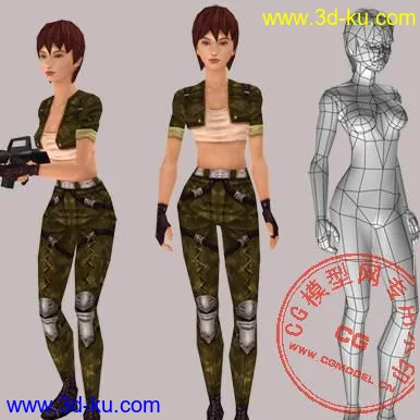 max女兵poly模型带骨骼的图片1