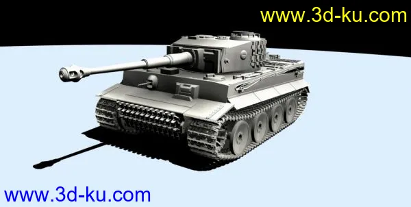 新人上手 虎式坦克 无贴图建模模型的图片2