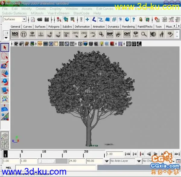 10棵maya精致高模的树（附加材质贴图）模型的图片8