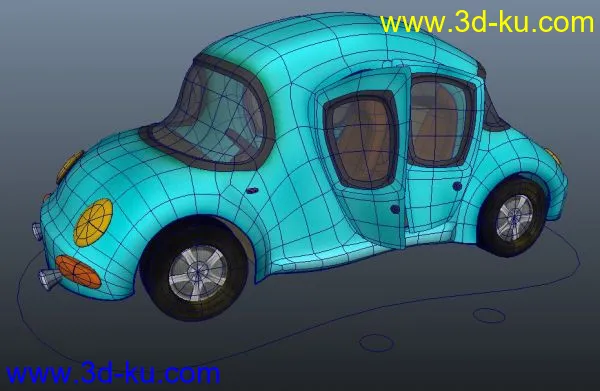 MAYA_poly低模卡通汽车(有简单绑定)模型的图片1
