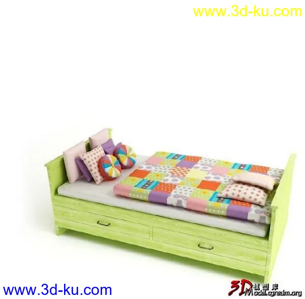淡绿色儿童床模型的图片1
