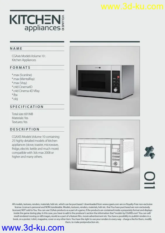 cgaxis Model Vol.10 kitchen 厨房里的电器X25（冰箱 咖啡机 烤面包器 微波炉等）模型的图片2
