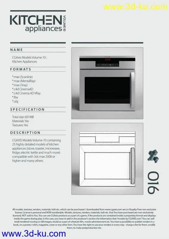 cgaxis Model Vol.10 kitchen 厨房里的电器X25（冰箱 咖啡机 烤面包器 微波炉等）模型的图片3