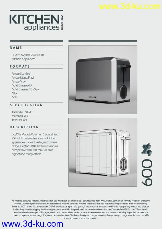 cgaxis Model Vol.10 kitchen 厨房里的电器X25（冰箱 咖啡机 烤面包器 微波炉等）模型的图片9