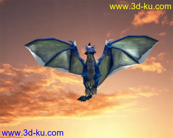 飞龙展翅，有贴图，有骨骼绑定，更有动画！模型的图片3
