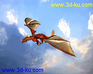 飞龙，含贴图、骨骼绑定和动画。分翱翔、振翅两种姿态，互不相干，可单独下载！模型的图片3
