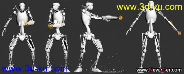 机器人跑步拿枪射击的动画,3D模型已绑定的图片1