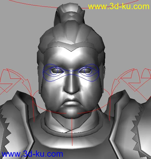 动画师的福音~带blendshape表情骨骼绑定的古代将军模型的图片2