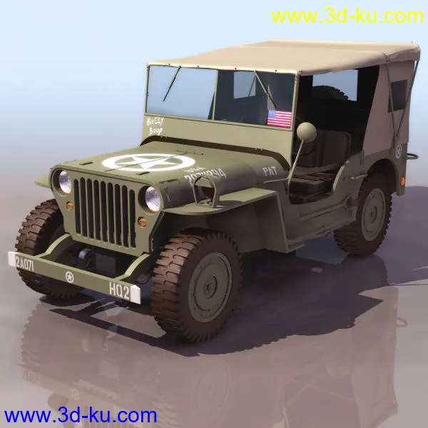 军用汽车 obj maya max模型的图片1
