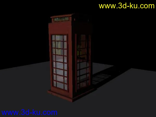 一个电话亭子，自己做的动画场景里要用的，共享下模型的图片1