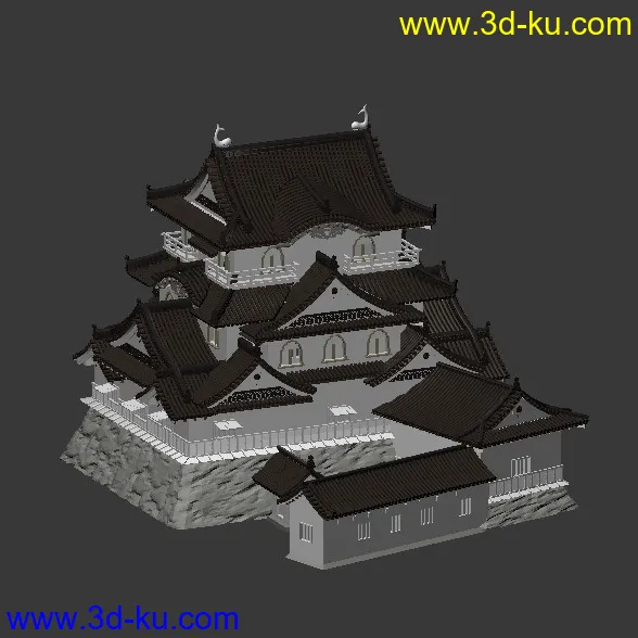 日式古建筑 3D模型的图片1