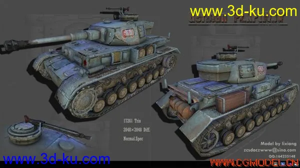 最近制作的纳粹德国Pz.kPtiv.IV坦克模型及贴图的图片1
