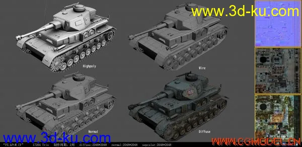 最近制作的纳粹德国Pz.kPtiv.IV坦克模型及贴图的图片2