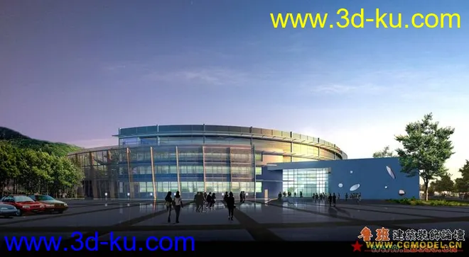 【转】水晶石建筑工程室外经典模型附贴图相机灯光参数-----北京海淀体育馆的图片1