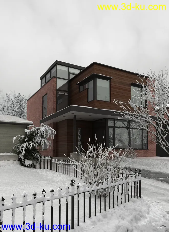 雪景房子模型的图片1