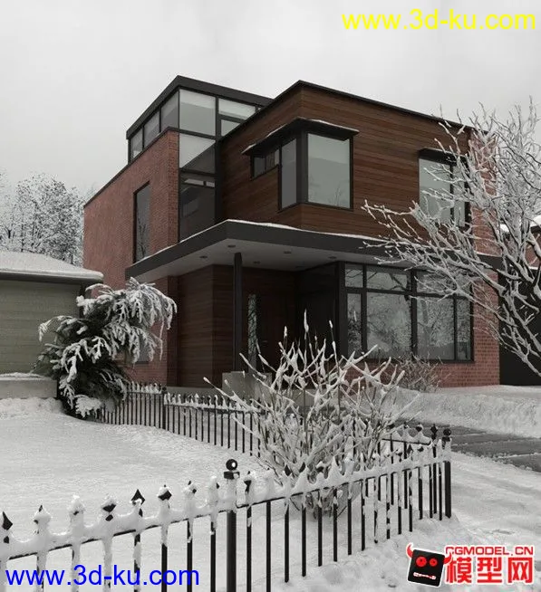 雪景房子模型的图片2