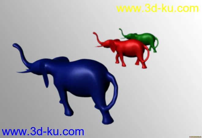 maya模型-三只大象模型的图片1