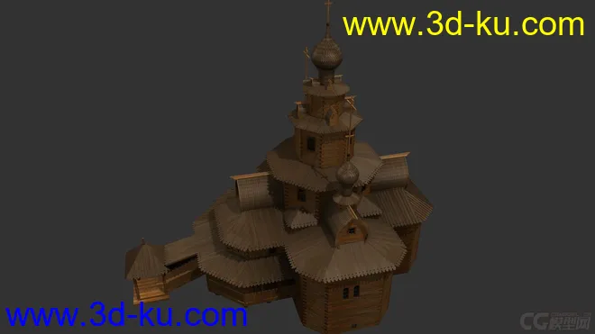 一个古老部落风格的木头房子模型的图片1