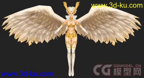 一个游戏模型  有翅膀的美女天使 3ds max9.0版本 带贴图【精】的图片1