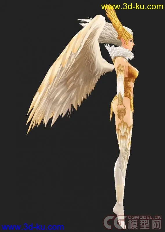 一个游戏模型  有翅膀的美女天使 3ds max9.0版本 带贴图【精】的图片2