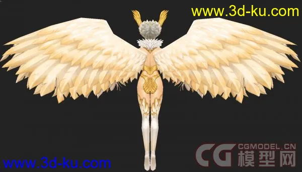 一个游戏模型  有翅膀的美女天使 3ds max9.0版本 带贴图【精】的图片3
