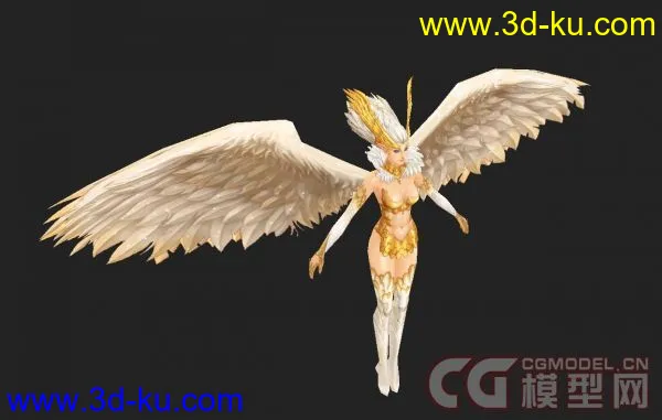 一个游戏模型  有翅膀的美女天使 3ds max9.0版本 带贴图【精】的图片5