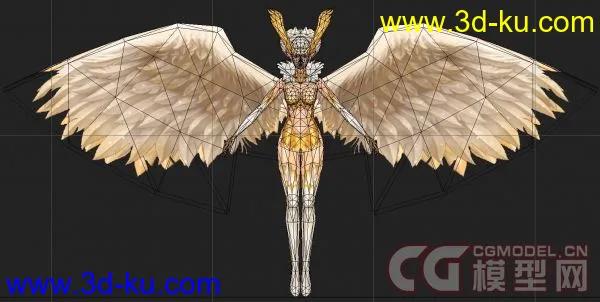 一个游戏模型  有翅膀的美女天使 3ds max9.0版本 带贴图【精】的图片6