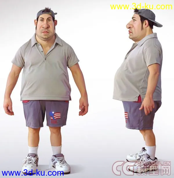 夸张卡通人物《胖男》模型下载的图片1