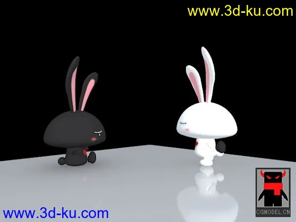 LOVE兔兔模型（黑+白）CG网首发下载的图片2
