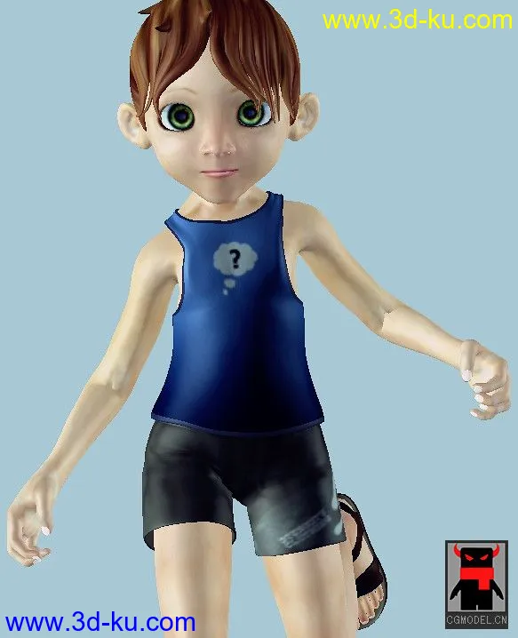 可爱的小男孩女孩（带骨骼+动作+贴图）模型的图片1