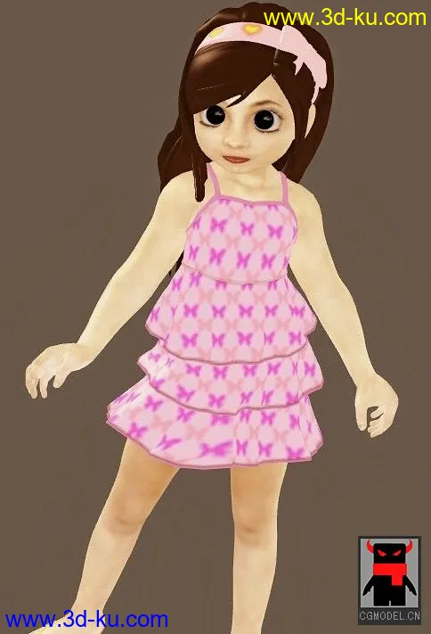 可爱的小男孩女孩（带骨骼+动作+贴图）模型的图片2