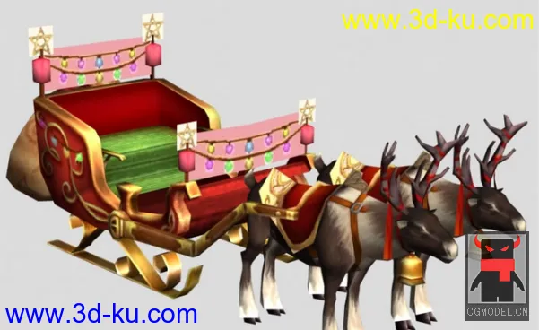 圣诞节合集：骑乘麋鹿、雪橇、鹿、雪人、礼物模型的图片5