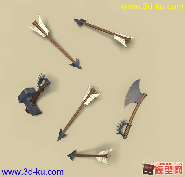 锤子  斧子  弓箭 模型带贴图的图片2