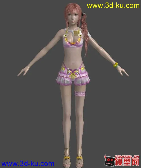 最终幻想13-2 塞拉DLC沙滩装——obj格式模型的图片1