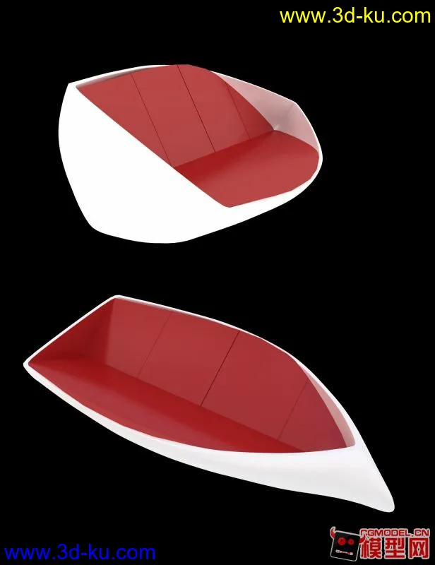 maya2012 抽象船 红白 休闲椅 模型的图片1