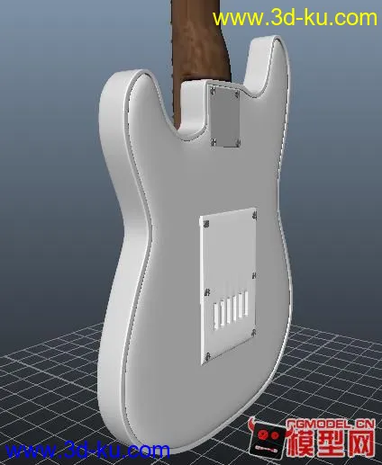 黑白电吉他模型，下载，有OBJ格式和MAYA通用格式的图片1