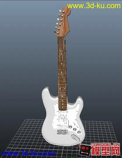 黑白电吉他模型，下载，有OBJ格式和MAYA通用格式的图片2